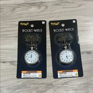Spirit Halloween Silver Pocket Watch with Chain